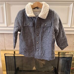 Old Navy Charcoal Jean Jacket with Sherpa Collar